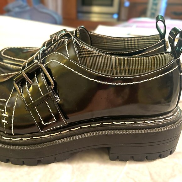 NEW Black Patent Slip-On Lug Sole Oxford Loafer Edelle by Circus by Sam Edelman - Picture 3 of 12